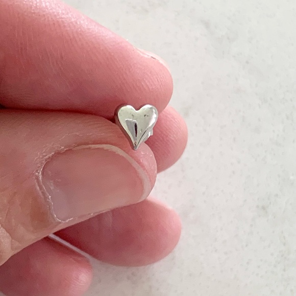 Tiny Silver Heart Earrings - Picture 3 of 5
